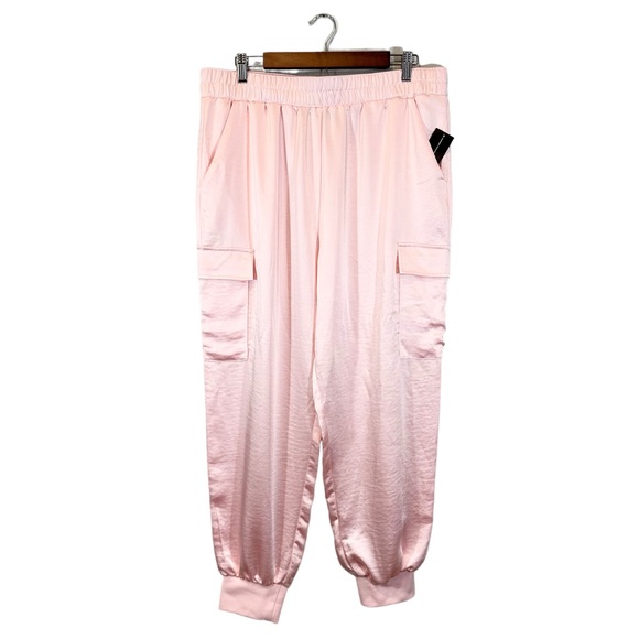INC International Concepts Pants - INC Pink Satin Jogger Pants Cargo Pockets, New w/ Tags, Size XL